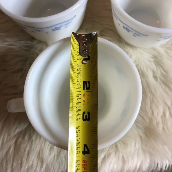 3 Vintage Pyrex Milk Glass morning Blue Mugs - Picture 8 of 8